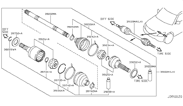 Repair Kit - Dust Boot, Inner Diagram for C9GDA-EB70J
