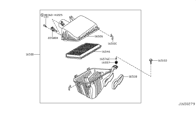 2017 Nissan Armada Air Cleaner Cover Diagram for 16526-1LA0A