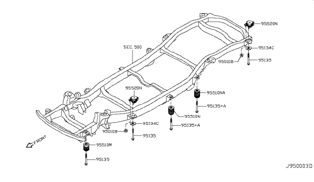 2017 Nissan Armada INSULATOR-Cab Mounting, Front Diagram for 95510-1LA1B