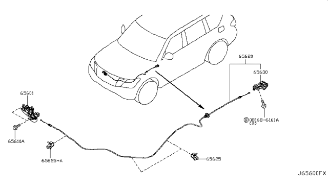 2017 Nissan Armada Cable Hood Lock Diagram for 65621-1LA0A