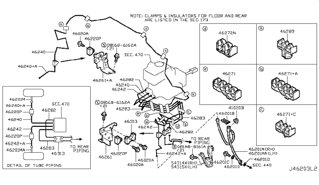 2017 Nissan Armada Brake Piping & Control Diagram 1