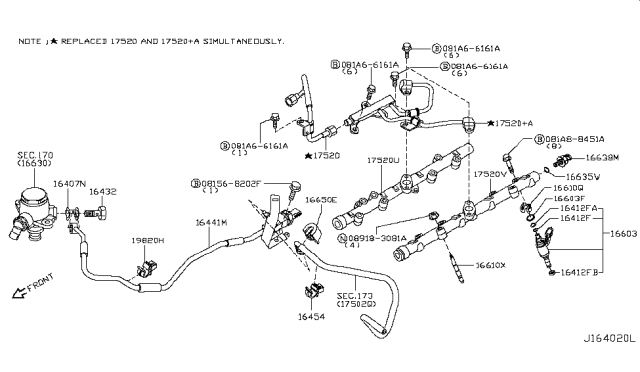 2017 Nissan Armada Hose-Fuel Diagram for 16440-EZ31A