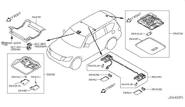 2017 Nissan Armada Bracket-Map Lamp Diagram for 26439-1LA1A