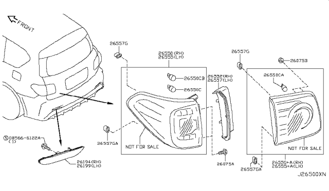 2017 Nissan Armada Reflex Reflector Assy-Rear,Passenger Side Diagram for 26565-5ZW0A