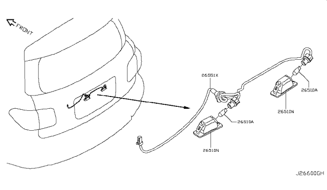 2017 Nissan Armada Harness Assy-Licence Plate Lamp Diagram for 26551-1LB1A