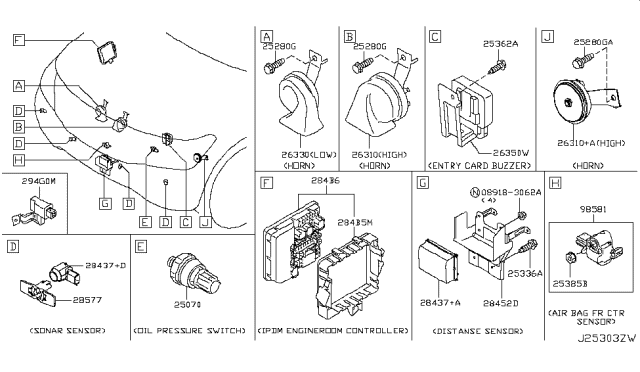 2017 Nissan Armada Sensor Assy-Distance Diagram for 28438-5ZA0B