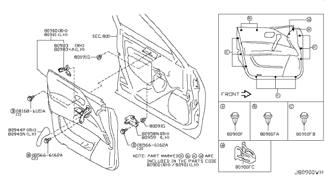 2017 Nissan Armada Cap-Door Grip, LH Diagram for H0945-1A61B