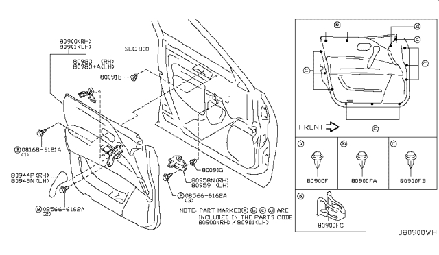 2017 Nissan Armada Clips Diagram for 80999-1LA0A