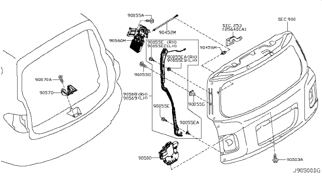 2017 Nissan Armada Back Door Lock & Handle Diagram