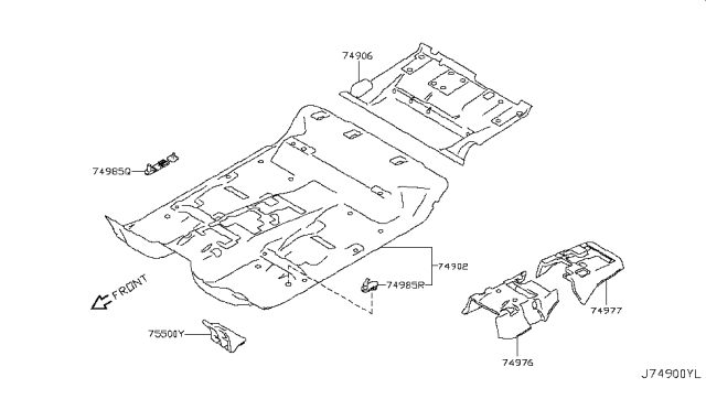 2017 Nissan Armada Carpet-Floor,Rear Diagram for 74906-1LA0C