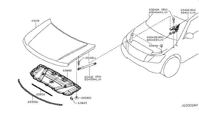 2017 Nissan Armada Hood Panel,Hinge & Fitting Diagram