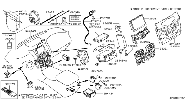 2017 Nissan Armada Controller Assembly-Display & It Master Diagram for 28387-5ZA0D