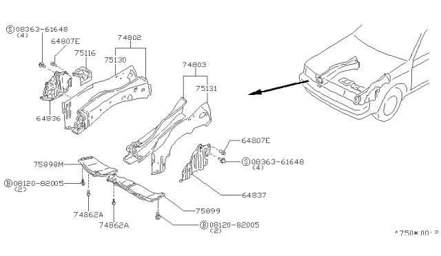 1986 Nissan Maxima Cover Engine Lower Diagram for 75893-15E00