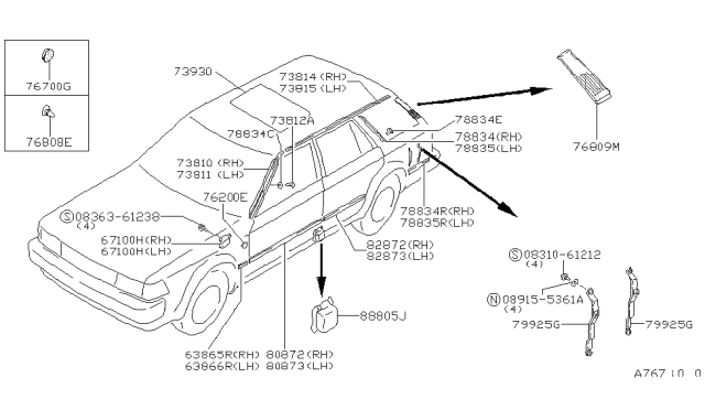 1987 Nissan Maxima MOULDING Door Panel Diagram for 80872-01E65