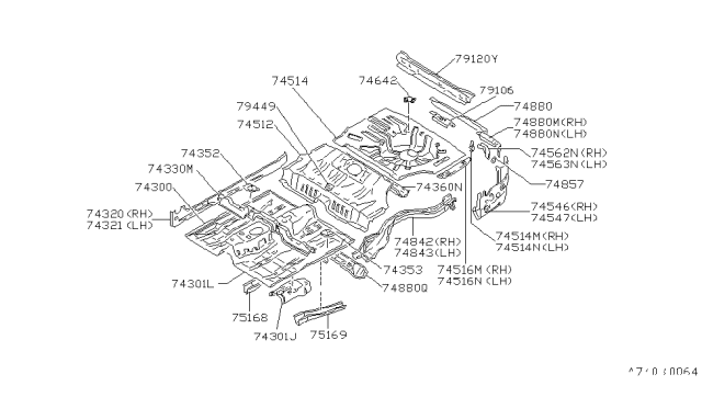 1986 Nissan Maxima SILL Inner RH Diagram for 76450-D4500