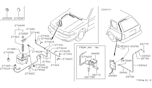 1988 Nissan Maxima Tank Assy-Windshield Washer Diagram for 28910-D4510