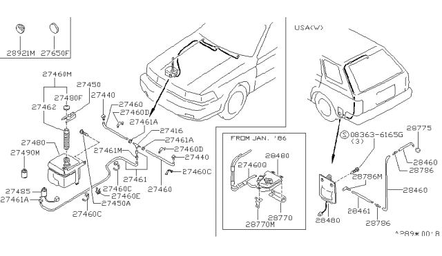 1986 Nissan Maxima Tank Window Washer Diagram for 28910-16E00