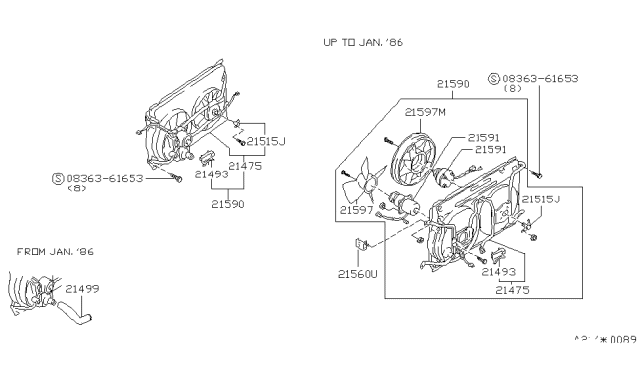 1987 Nissan Maxima SHROUD Motor Fn Diagram for 21483-16E10