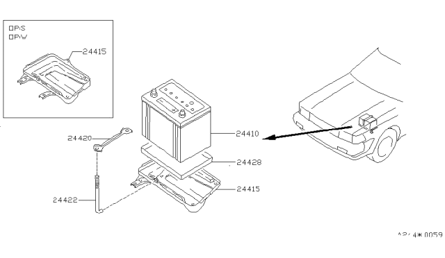 1988 Nissan Maxima Battery & Battery Mounting Diagram