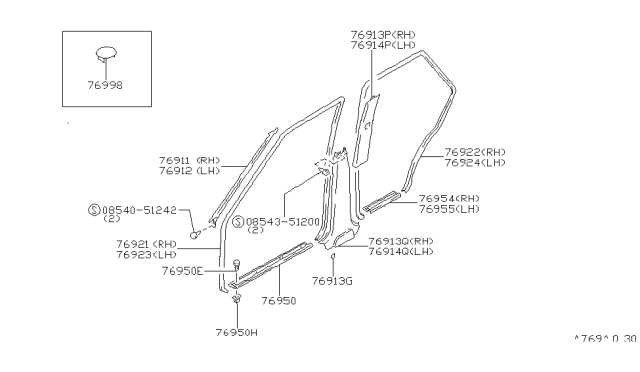 1988 Nissan Maxima Body Side Trimming Diagram 1