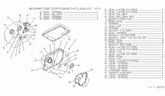 1985 Nissan Maxima Gasket&Seal Kt Diagram for 31397-21X27
