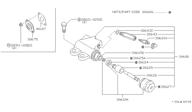 1988 Nissan Maxima Cup Kit Clutch Diagram for 30622-26E25