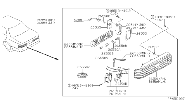 1986 Nissan Maxima Rear Combination Lamp Diagram 1