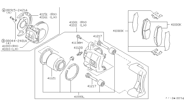 1986 Nissan Maxima Disc Brake Pad Kit Diagram for 41060-32E90