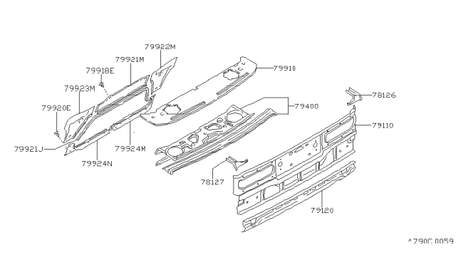 1988 Nissan Maxima FINISHER Back Inside Diagram for 79921-33E00