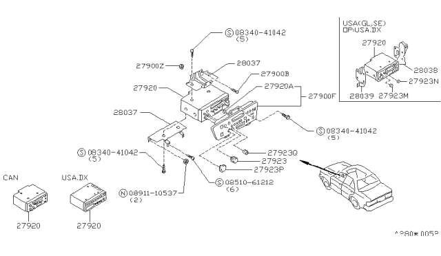 1987 Nissan Maxima Knob-Radio Vol Diagram for 28043-42E00