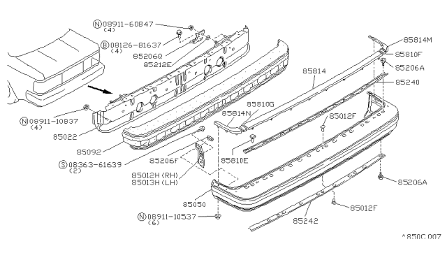 1986 Nissan Maxima Rear Bumper Diagram 3