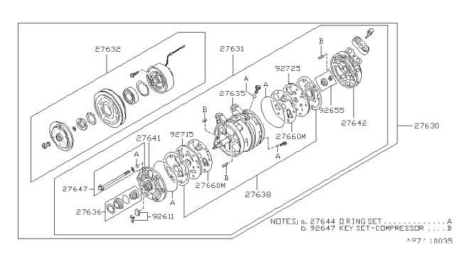 1988 Nissan Maxima Felt-Compressor Diagram for 92611-16E60