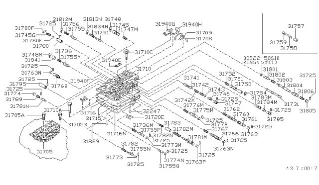 1988 Nissan Maxima Spring-Pressure Regulator Diagram for 31742-21X60