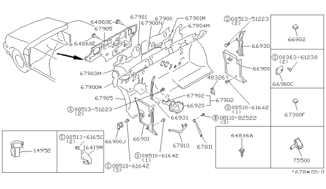 1987 Nissan Maxima Stay-Steer Mounting Diagram for 67831-13E00