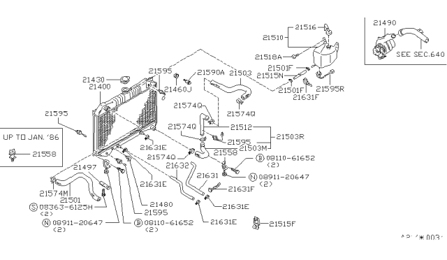 1986 Nissan Maxima Radiator Assy Diagram for 21460-38E01