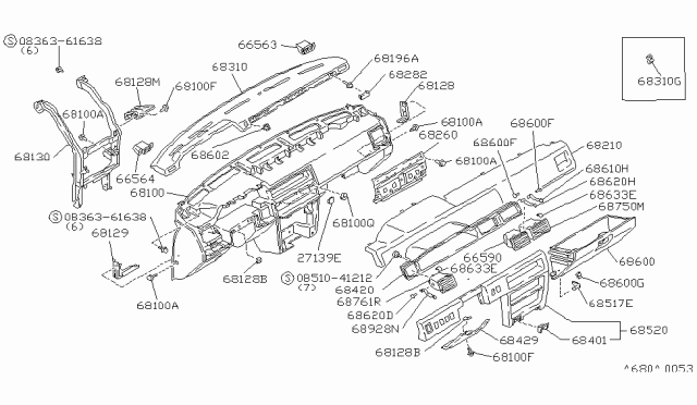 1986 Nissan Maxima Bumper-Lid Diagram for 68508-01E00