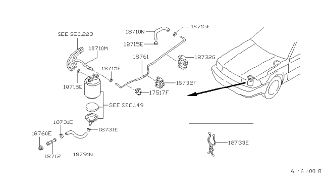 1986 Nissan Maxima Hose-EVAPO CANISTER To CARBURETOR Diagram for 01996-00031