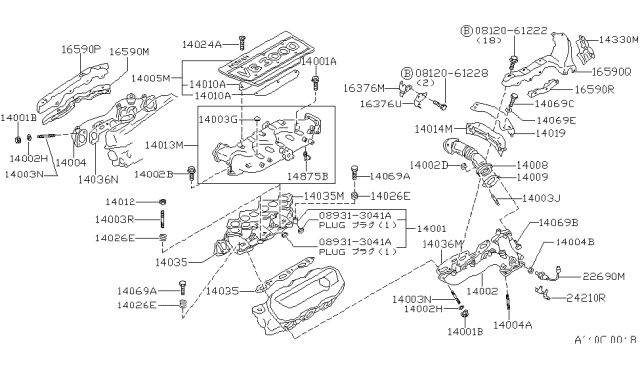 1988 Nissan Maxima Bolt Diagram for 16163-10V02