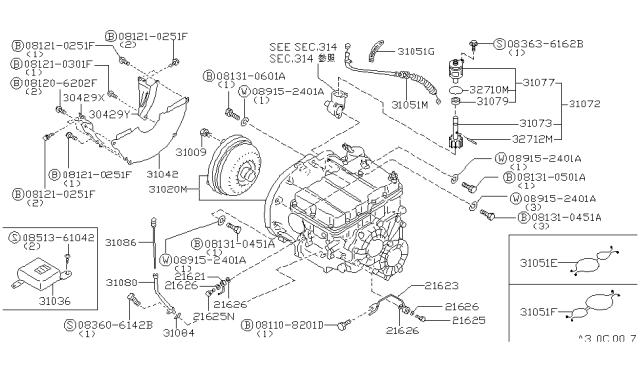 1986 Nissan Maxima Automatic Transaxle Diagram for 31020-21X10