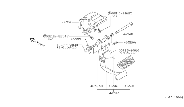 1985 Nissan Maxima Brake & Clutch Pedal Diagram 1