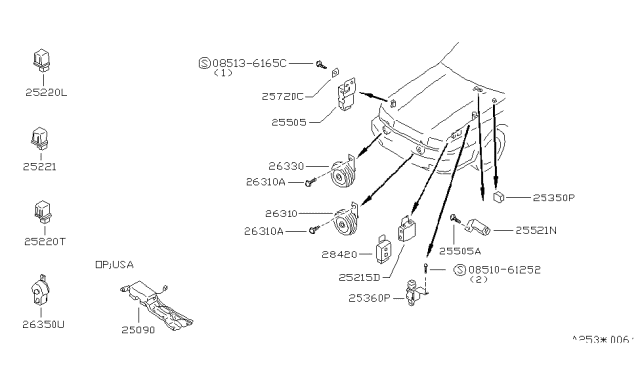 1988 Nissan Maxima Horn Assembly-Low Diagram for 25620-16E00