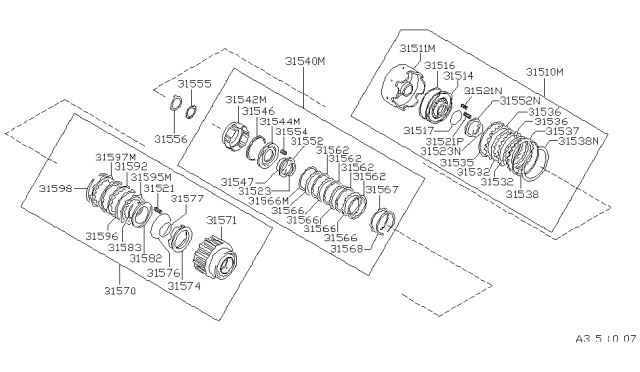 1985 Nissan Maxima Piston Clutch Diagram for 31574-21X02