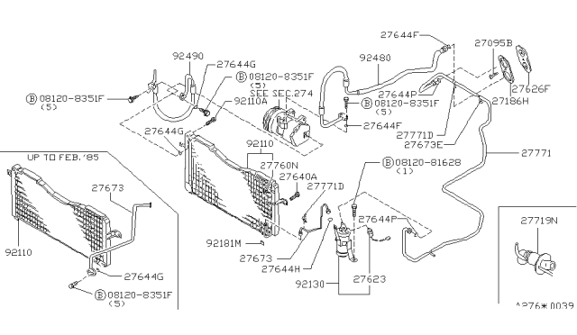 1985 Nissan Maxima Hose Flex High Diagram for 92490-16E01