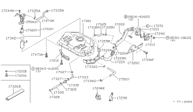 1985 Nissan Maxima Clamp Hose Diagram for 08723-1161A