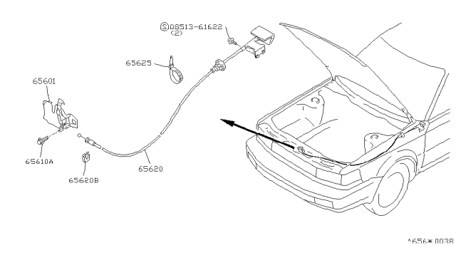 1987 Nissan Maxima Male Hood Lock Diagram for 65601-13E00