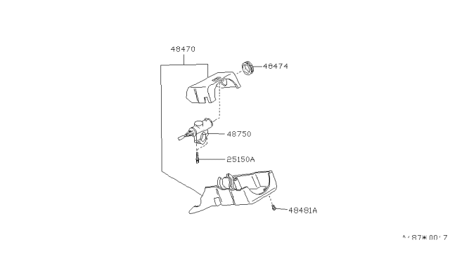 1986 Nissan Maxima Cover Set-Steering Column Diagram for 48470-38E03