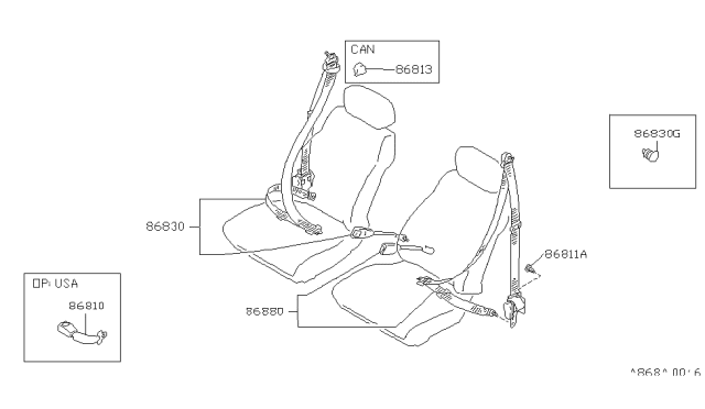 1987 Nissan Maxima Front Seat Belt Set, 3Point Left Diagram for 86841-15E01