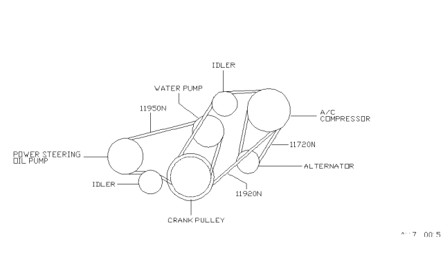 1985 Nissan Maxima Fan & Alternator Belt Diagram for 11720-16E11