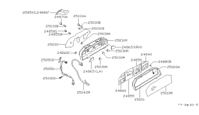 1988 Nissan Maxima Water & Oil Meter Assembly Diagram for 24880-38E01