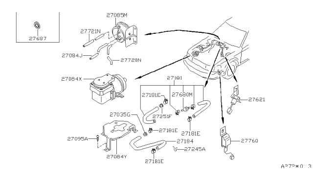 1986 Nissan Maxima Pump Assy-Vacuum Diagram for 92275-16E00